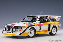 Indlæs billede til gallerivisning AUDI QUATTRO SPORT E2 S1 (night version) N 5 WINNER RALLY SANREMO 1985 W.ROHRL - C.GEISTDORFER YELLOW WHITE RED 1:18