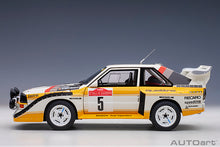 Indlæs billede til gallerivisning AUDI QUATTRO SPORT E2 S1 (night version) N 5 WINNER RALLY SANREMO 1985 W.ROHRL - C.GEISTDORFER YELLOW WHITE RED 1:18
