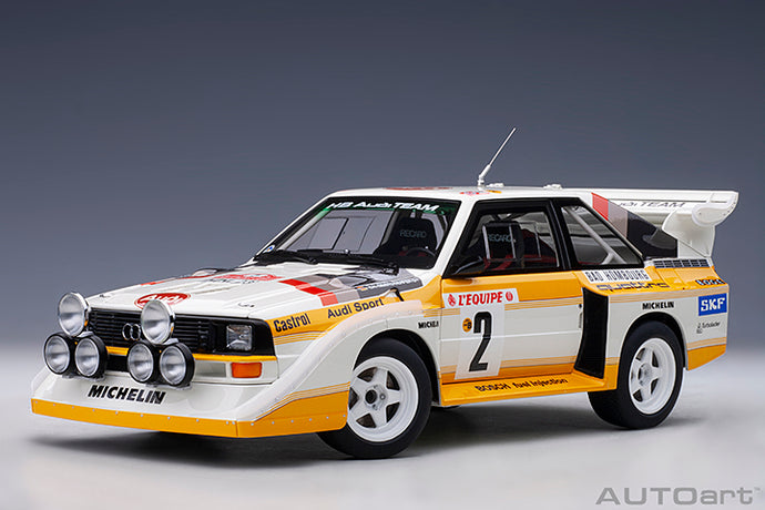 AUDI QUATTRO SPORT S1 (night version) N 2 4th RALLY MONTECARLO 1986 W.ROHRL - C.GEISTDORFER YELLOW WHITE RED