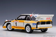 Indlæs billede til gallerivisning AUDI QUATTRO SPORT S1 (night version) N 6 RALLY MONTECARLO 1986 H.MIKKOLA - A.HERTZ YELLOW WHITE RED 1:18