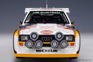 AUDI QUATTRO SPORT S1 (night version) N 6 RALLY MONTECARLO 1986 H.MIKKOLA - A.HERTZ YELLOW WHITE RED 1:18