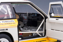 Indlæs billede til gallerivisning AUDI QUATTRO SPORT S1 (night version) N 6 RALLY MONTECARLO 1986 H.MIKKOLA - A.HERTZ YELLOW WHITE RED 1:18