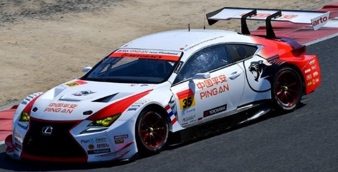 LEXUS RC F GT3 TEAM ARTO THAILAND N 35 GT300 SUPER GT 2021 GIULIANO ALESI - SEAN WALKINSHAW WHITE ORANGE 1:43