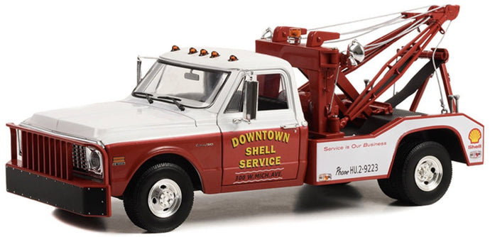 Chevrolet C-30 DUALLY WRECKER - DOWNTOWN SHELL SERVICE 'SERVICE IS OUR BUSINESS' 1972 hvid/rød 1:18