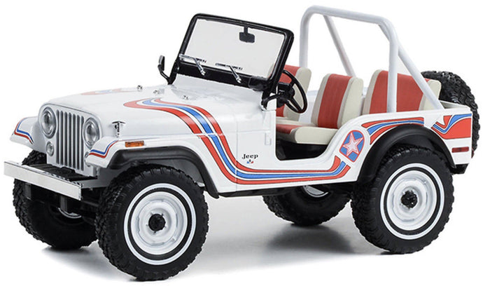 Jeep CJ-5 'SUPER JEEP' 1973 hvid/rød/blå 1:18