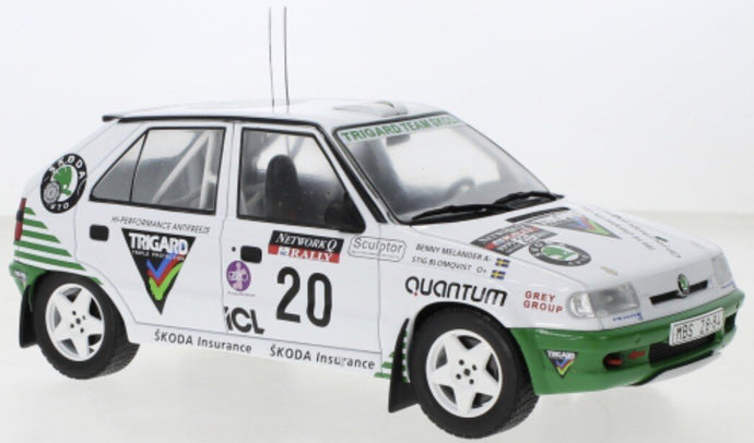 SKODA FELICIA N 20 RALLY RAC LOMBARD 1995 S.BLOMQVIST - B.MELANDER WHITE GREEN 1:18
