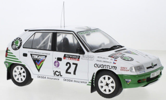 SKODA FELICIA N 27 RALLY RAC LOMBARD 1995 P.SIBERA - P.GROSS WHITE GREEN 1:18