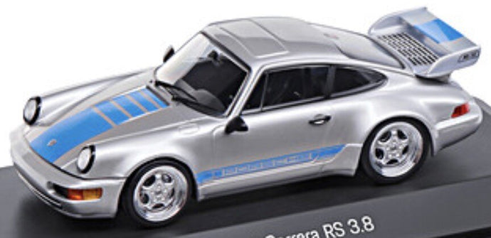 Porsche 964 CARRERA RSR 3.8 MIRAGE sølv/blå 1:43