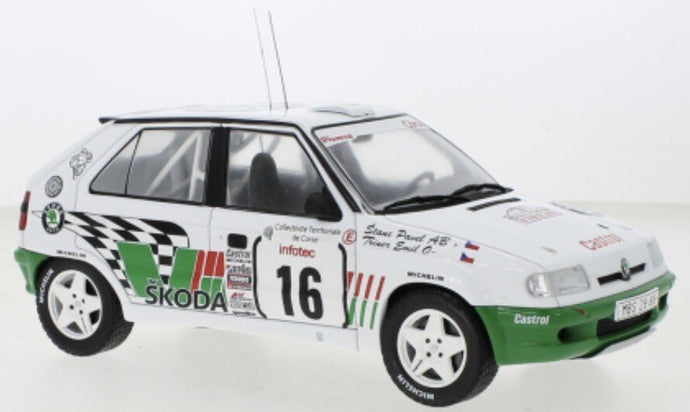 Skoda FELCIA KIT CAR #16 TRINER/STANC RALLYE TOUR DE CORSE 1995 hvid/grøn 1:18
