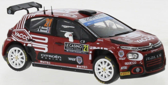Citroen C3 #21 ROSSEL/DUNAND WRC2 RALLY MONTE CARLO 2023 rød/hvid/sort 1:43