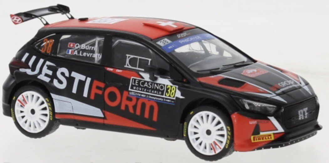 Hyundai i20 N #38 BURRI/LEVRATTI WRC2 RALLY MONTE CARLO 2023 sort/rød/hvid 1:43