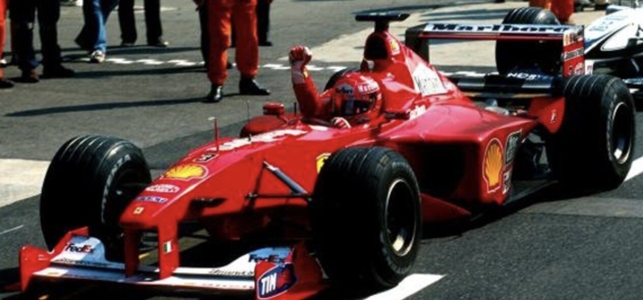 FERRARI F1 F2000 N 3 WORLD CHAMPION WINNER ITALY MONZA GP (with pilot driver) 2000 MICHAEL SCHUMACHER RED WHITE 1:18