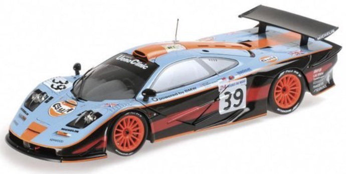 McLAREN F 1 GTR 6.0L V12 TEAM GULF DAVIDOFF GTC RACING N 39 24h LE MANS 1997 R.BELLM - A.G.SCOTT - M.SEKIYA LIGHT BLUE RED 1:12