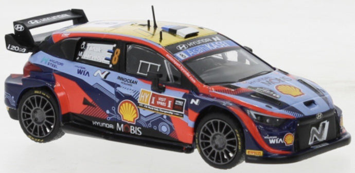 Hyundai i20 N RALLY1 #8 TANAK/JARVEOJA WRC RALLY YPERN 2022 blå/rød/gul 1:43