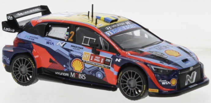 Hyundai i20 N RALLY1 #2 SOLBERG/EDMONDSON WRC2 RALLY YPERN 2022 blå/rød/gul 1:43