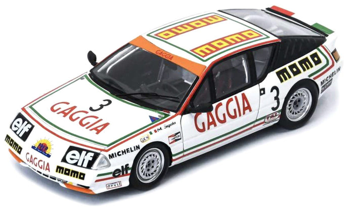 Alpine V6 TURBO #3 MASSIMO SIGALA EUROPA CUP CHAMPION 1986 hvid/orange/grøn 1:43