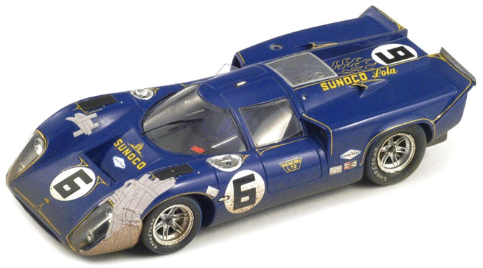 LOLA T70 MK3B GT 5.0L V8 TEAM SUNOCO N 6 WINNER 24h DAYTONA 1969 MARK DONOHUE - CHUCK PARSONS - RONNIE BUCKNUM BLUE 1:18