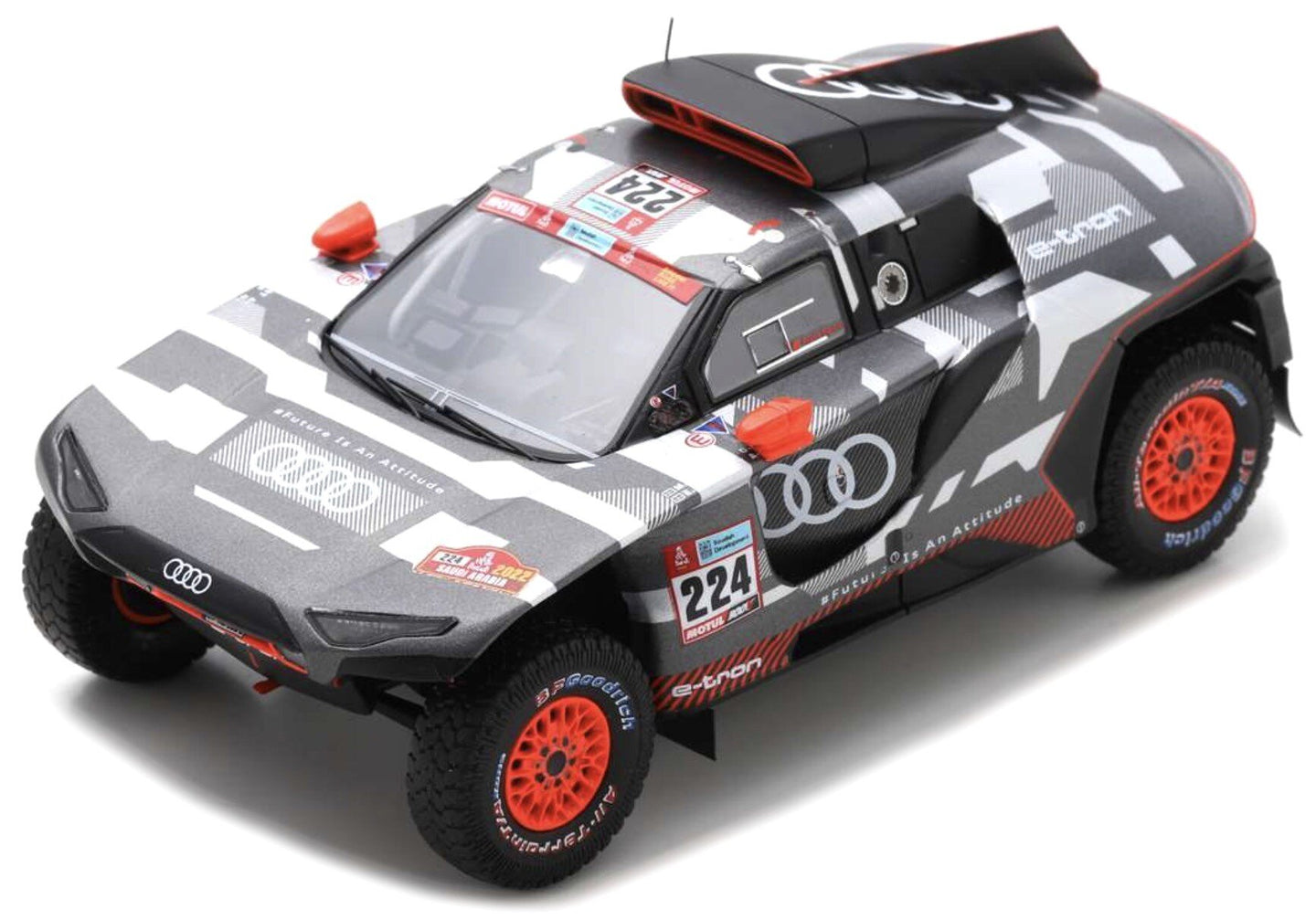 Audi RS Q e-TRON #224 EKSTROM/BERGKVIST DAKAR RALLY 2022 grå/hvid/rød 1:18