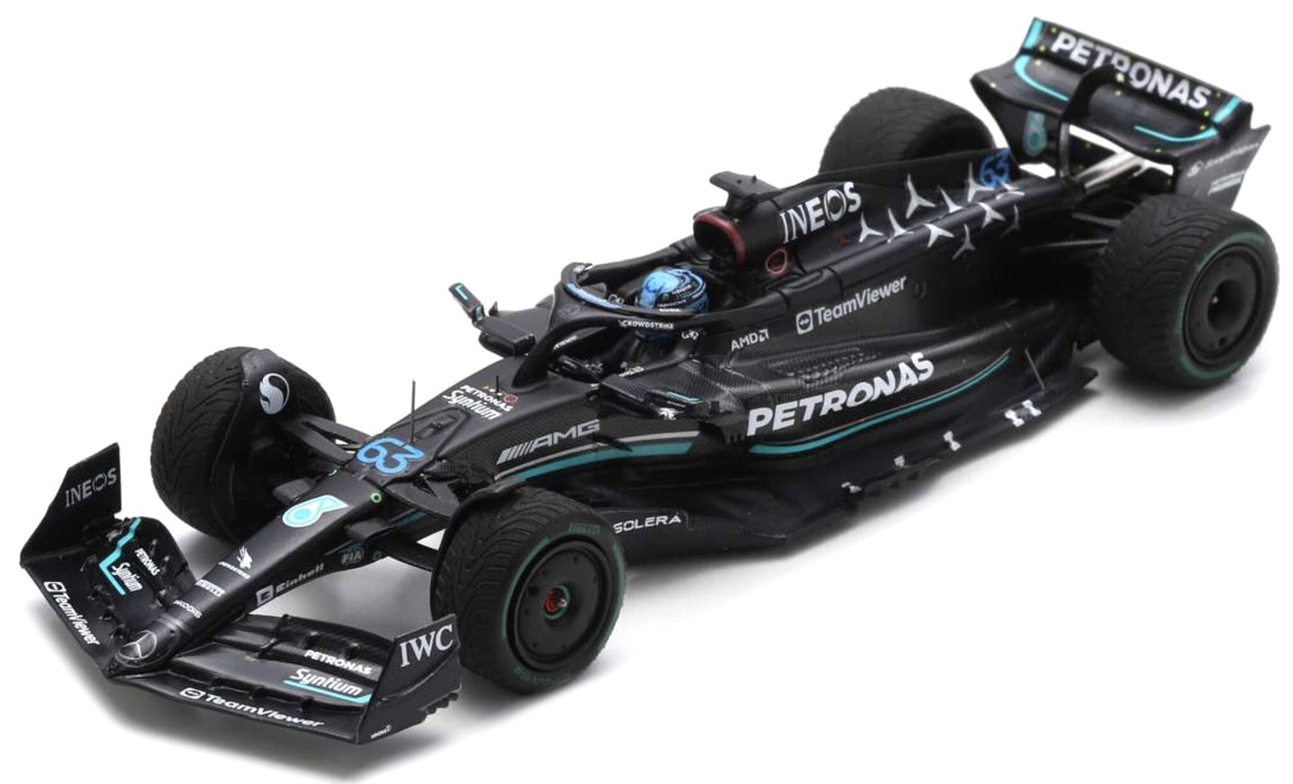 MERCEDES GP F1 W14 TEAM MERCEDES-AMG PETRONAS FORMULA ONE N 63 5th MONACO GP 2023 GEORGE RUSSELL MATT BLACK 1:43