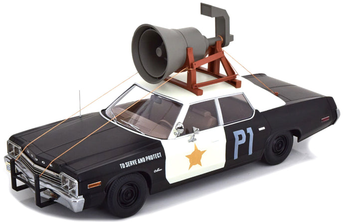 DODGE MONACO BLUESMOBILE 1974 - LOOK-A-LIKE - WITH THE HORN ON THE ROOF BLACK WHITE 1:18