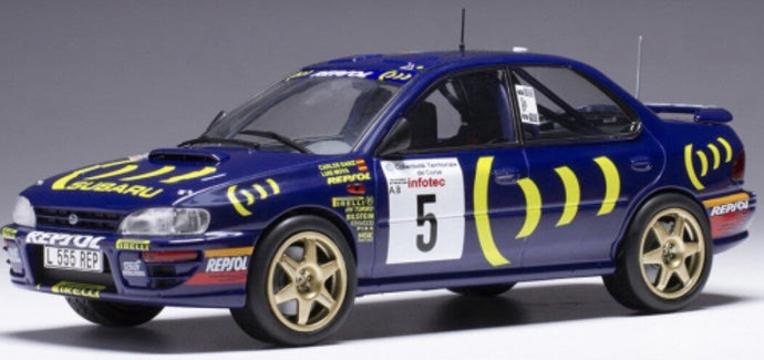 SUBARU IMPREZA 555 REPSOL N 5 RALLY TOUR DE CORSE 1995 C.SAINZ - L.MOYA BLUE YELLOW 1:24