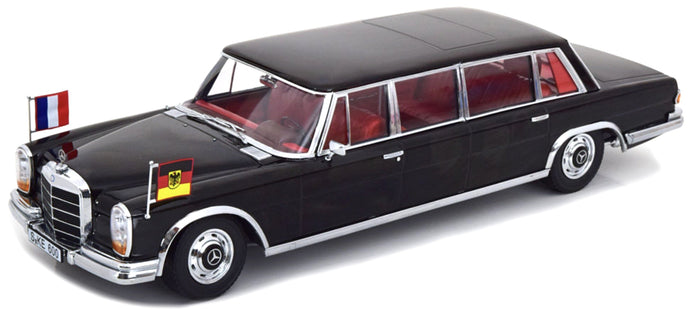 MERCEDES BENZ S-CLASS 600 LWB PULLMAN (W100) WILLY BRANDT - GEORGES POMPIDOU 1964 BLACK 1:18