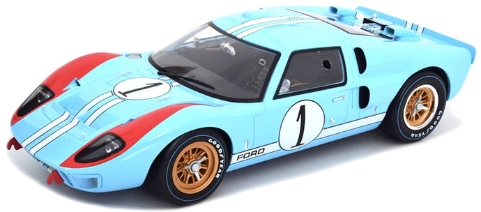 FORD USA GT40 MKII 7.0L V8 TEAM SHELBY AMERICAN INC. N 1 2nd (BUT REALLY WINNER) 24h LE MANS 1966 K.MILES - D.HULME LIGHT BLUE 1:12