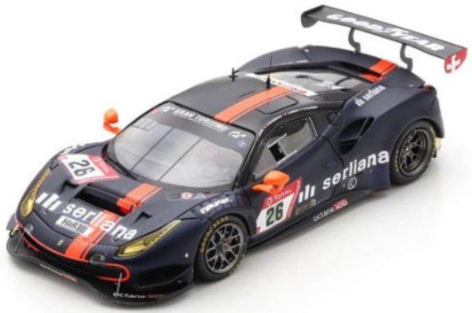 FERRARI 488 GT3 EVO 3.9L TURBO V8 TEAM OCTANE 126 AG N 26 24h NURBURGRING 2021 BJORN GROSSMANN - SIMON TRUMMER - JONATHAN HIRSCHI - LUCA LUDWIG MATT BLUE ORANGE 1:43