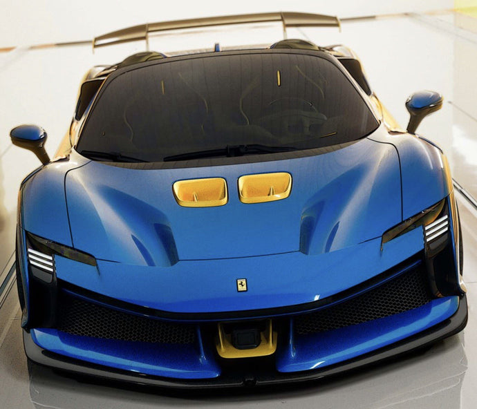 FERRARI SF90 XX STRADALE SPIDER 2024 AZZURRO DINO - LIGHT BLUE BLACK YELLOW 1:43