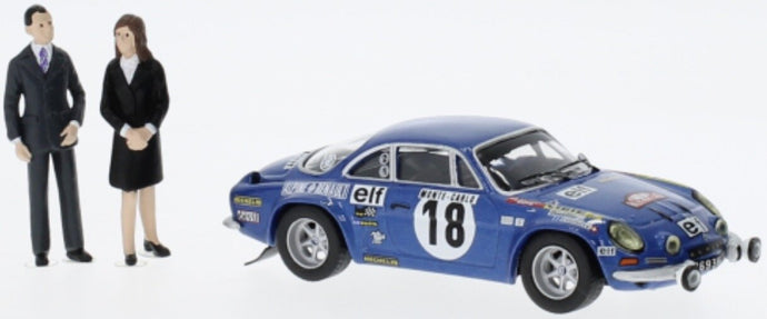 RENAULT ALPINE A110 1800S N 18 WINNER RALLY MONTECARLO 1973 WITH FIGURE J.C.ANDRUET - M.PETIT BLUE 1:43