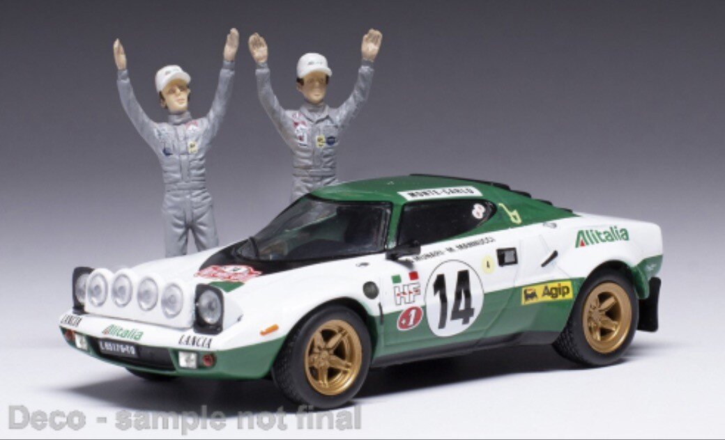 Lancia STRATOS HF #14 MUNARI/MANNUCCI WINNER RALLY MONTE CARLO 1975 + FIGUREN hvid/grøn 1:43