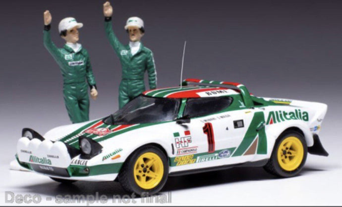 Lancia STRATOS HF #1 MUNARI/MAIGA WINNER RALLY MONTE CARLO 1977 + FIGUREN hvid/grøn/rød 1:43