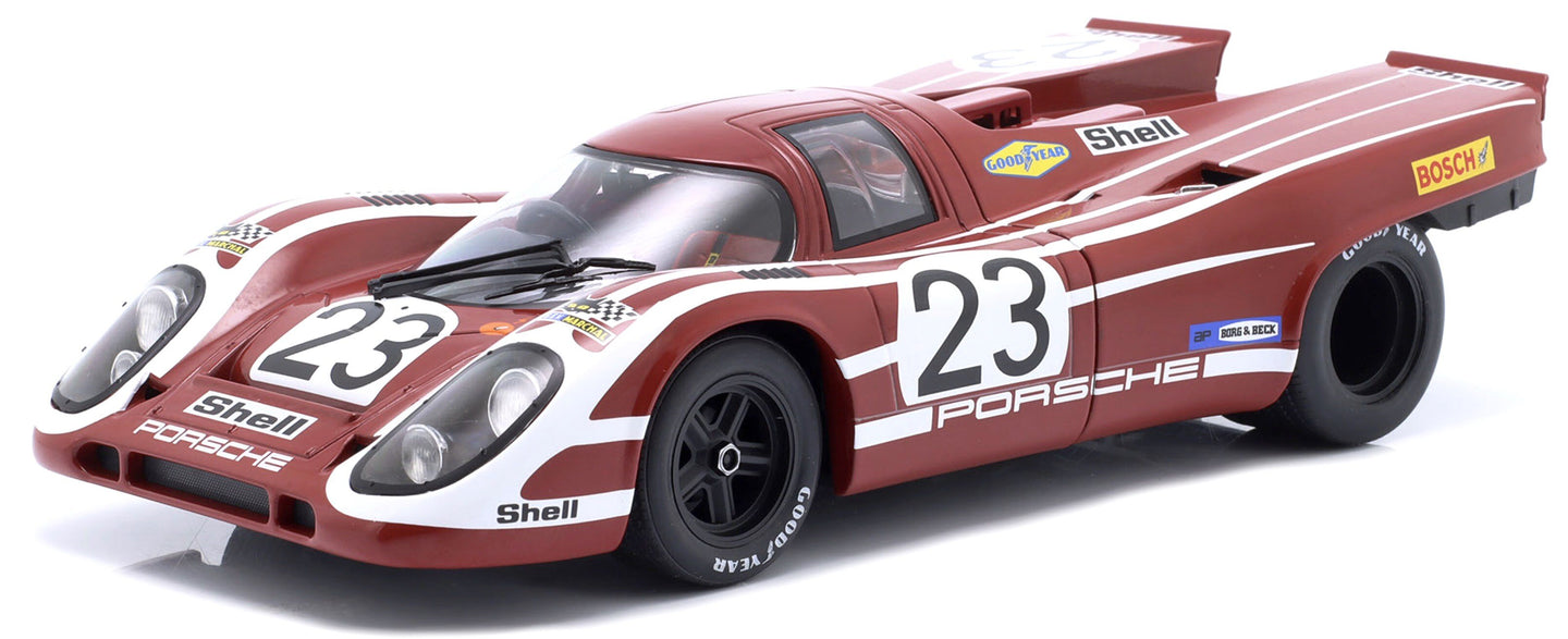 PORSCHE 917K 4.9L TEAM SALZBURG N 23 WINNER 24h LE MANS 1970 HANS HERRMANN - RICHARD ATTWOOD RED WHITE 1:18