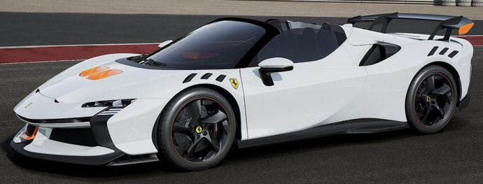 FERRARI SF90 XX STRADALE SPIDER 2024 WITH SHOWCASE BIANCO ARTICO - WHITE MET ORANGE BLACK 1:18