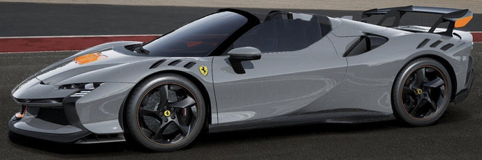 FERRARI SF90 XX STRADALE SPIDER 2024 WITH SHOWCASE GRIGIO NARDO - GREY ORANGE BLACK 1:18