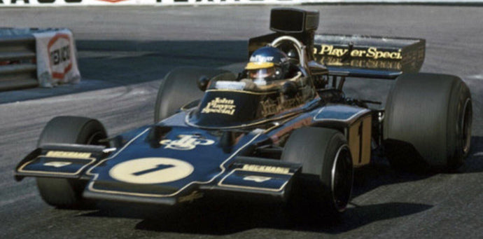 LOTUS F1 72E TEAM LOTUS JPS N 1 WINNER MONACO GP (with pilot figure) 1974 RONNIE PETERSON BLACK GOLD 1:18