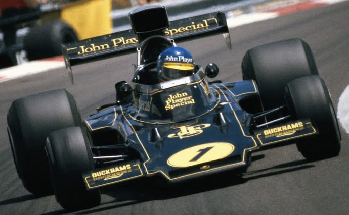 LOTUS F1 72E TEAM LOTUS JPS N 1 WINNER FRENCH GP 1974 RONNIE PETERSON BLACK GOLD 1:18