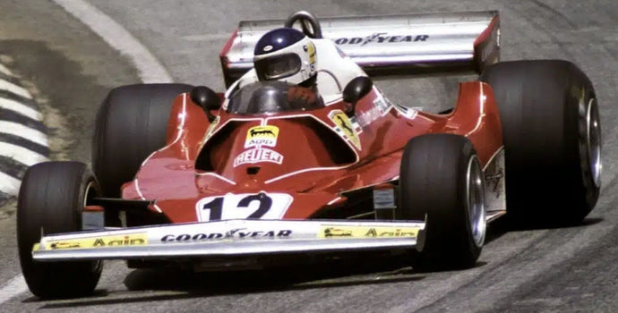 FERRARI F1 312T2B TEAM SCUDERIA FERRARI SPA SEFAC N 12 WINNER BRAZILIAN GP (with pilot figure) 1977 CARLOS REUTEMANN RED WHITE 1:18