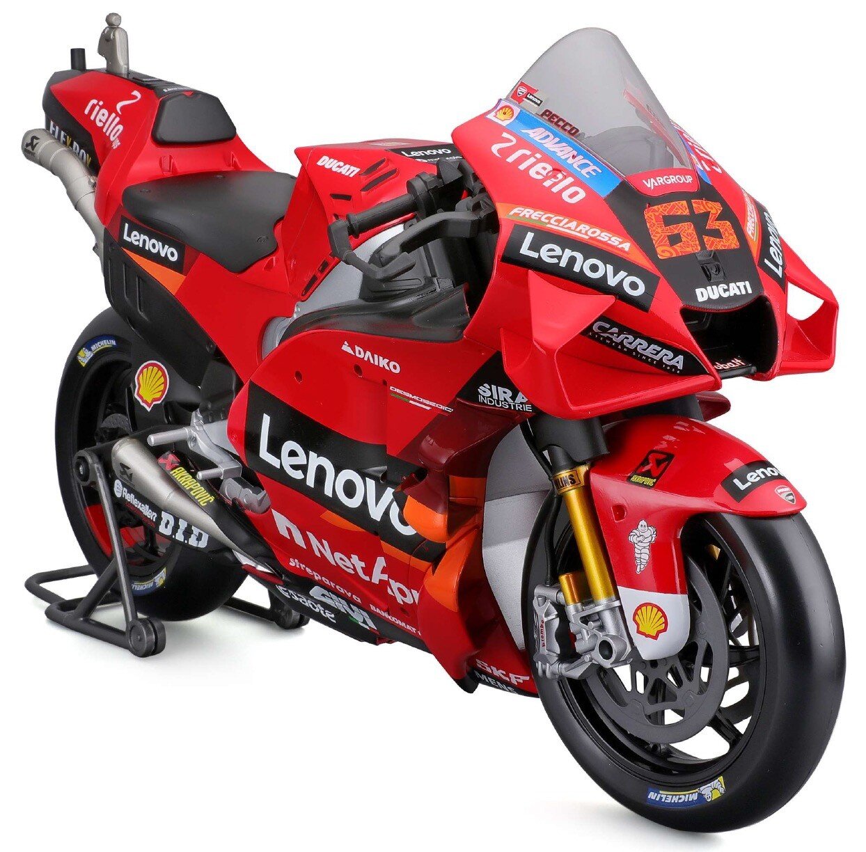 Ducati DESMOSEDICI LENOVO TEAM #63 FRANCESCO BAGNAIA MOTO GP WORLD CHAMPION 2022 rød/sort 1:6
