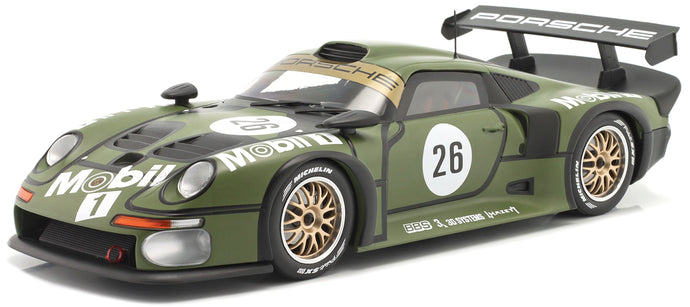PORSCHE 911 GT1 3.2L TURBO TEAM PORSCHE AG MOBIL1 N 26 PRE QUALIFYING 24h LE MANS 1996 Y.DALMAS - H.J.STUCK - K.WENDLINGER GREEN 1:18