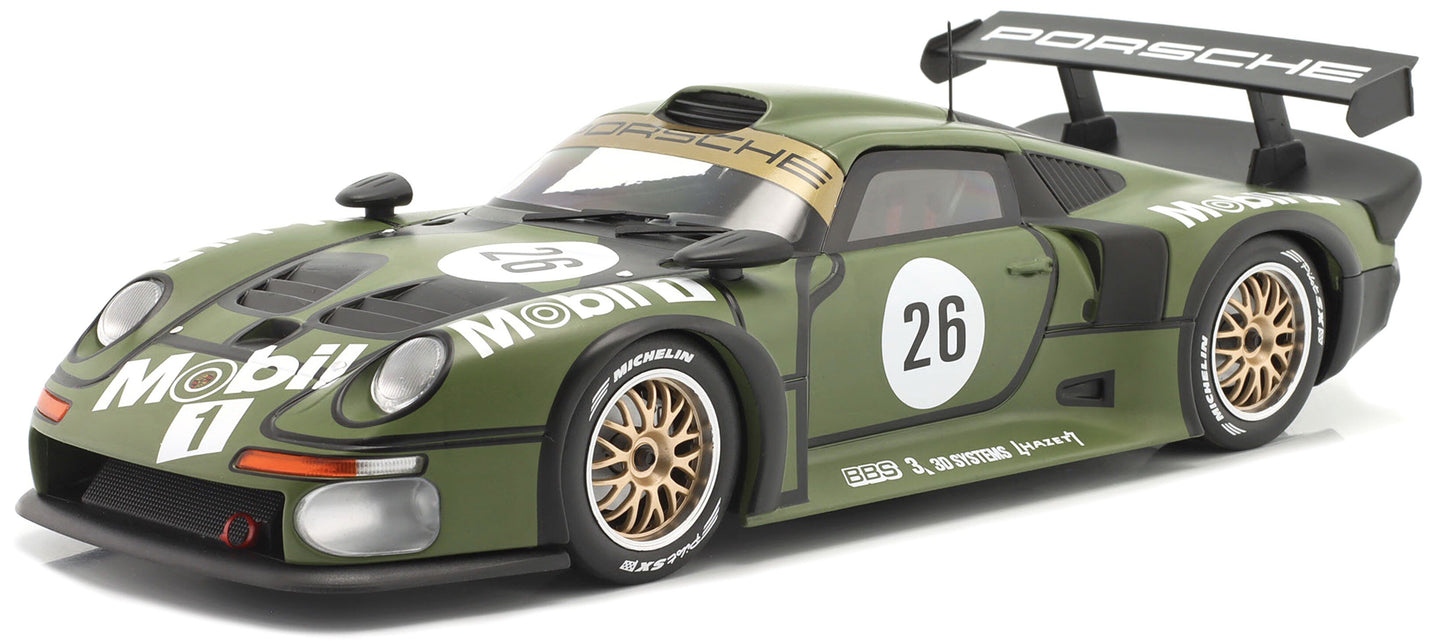 PORSCHE 911 GT1 3.2L TURBO TEAM PORSCHE AG MOBIL1 N 26 PRE QUALIFYING 24h LE MANS 1996 Y.DALMAS - H.J.STUCK - K.WENDLINGER GREEN 1:18