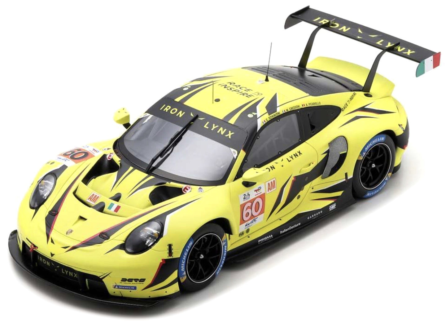 Porsche 911 RSR-19 #60 SCHIAVONI/CRESSONI/PICARIELLO 24H LE MANS 2023 gul/sort 1:18