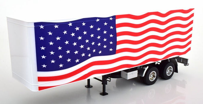 TRAILER TRAILER FOR TRUCK STARS & STRIPES LIVERY - RIMORCHIO WHITE BLUE RED 1:18