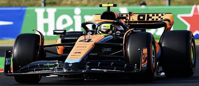 McLAREN F1 MCL60 TEAM McLAREN N 4 2nd HUNGARIAN GP 2023 LANDO NORRIS WHITE ORANGE BLACK 1:43