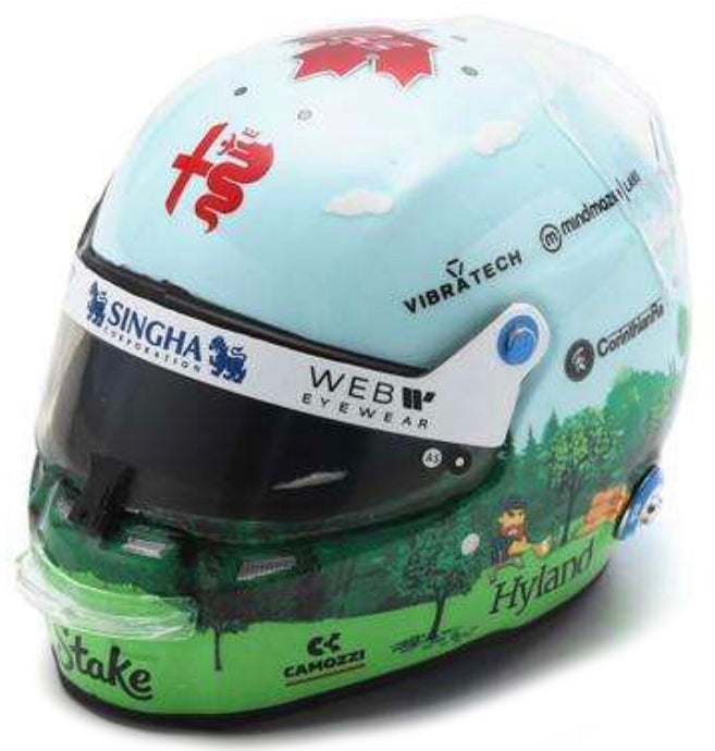 BELL HELMET F1 CASCO HELMET ALFA ROMEO C43 TEAM STAKE N 24 CANADA GP 2023 GUANYU ZHOU WHITE GREEN 1:5