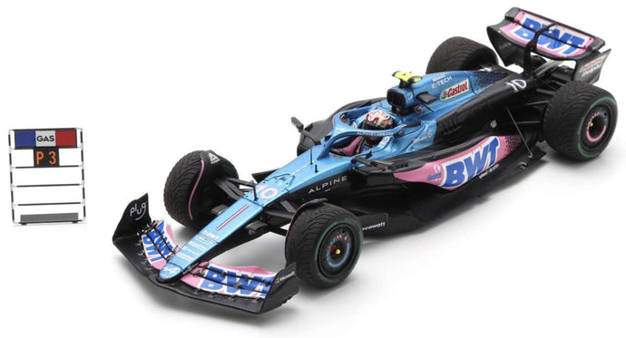 BWT ALPINE F1 TEAM A523 #10 PIERRE GASLY 3rd DUTCH GP ZANDVOORT 2023 + PITBOARD blå/lyserød/sort 1:43