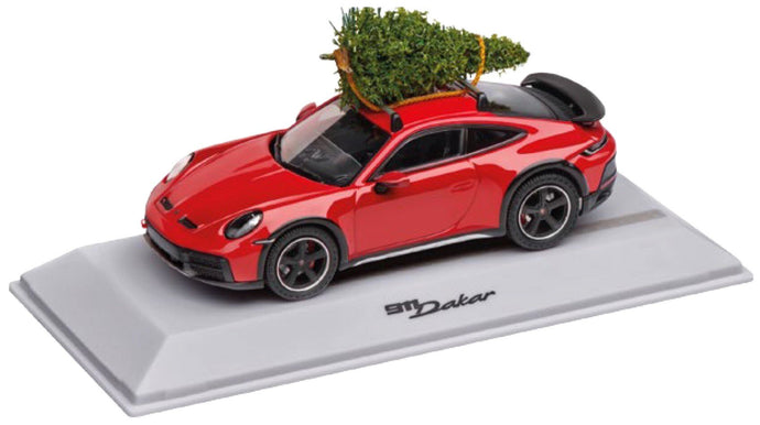 Porsche 911 DAKAR (992) WITH CHRISTMAS TREE rød 1:43