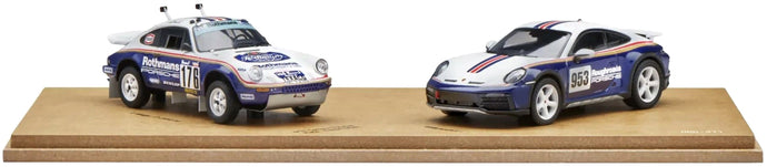 Porsche 911 DAKAR (992) + 953 - RALLYE DESIGN PAKET SET - Limited Edition hvid/blå/rød 1:43