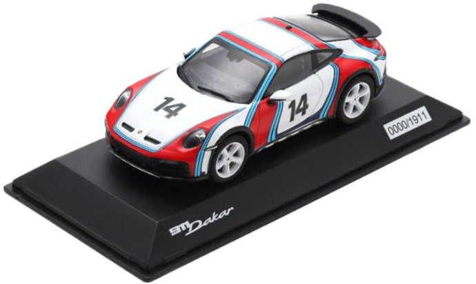Porsche 911 DAKAR (992) #14 - RALLYE 1978 DESIGN - Limited Edition hvid/rød/blå 1:43