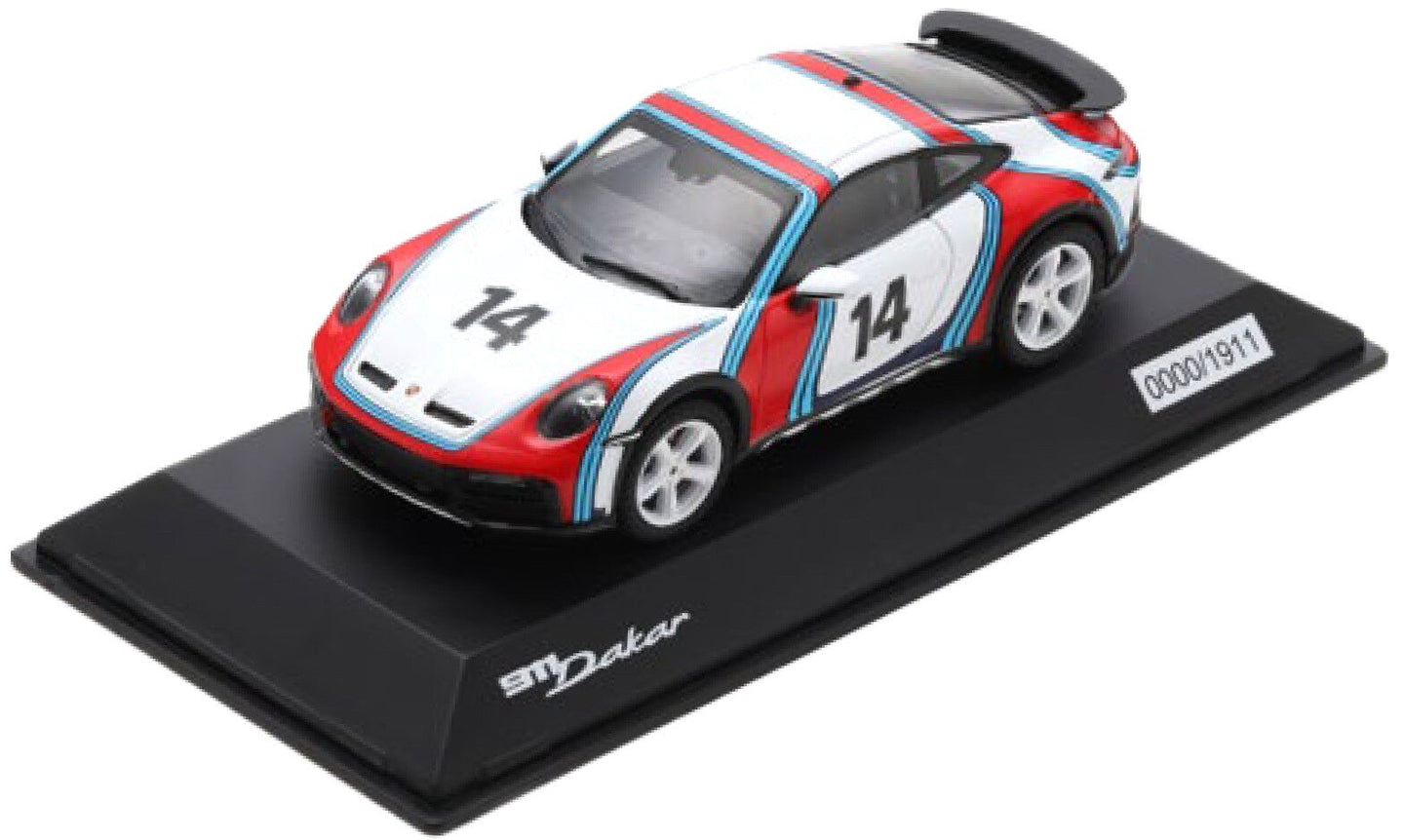 Porsche 911 DAKAR (992) #14 - RALLYE 1978 DESIGN - Limited Edition hvid/rød/blå 1:43